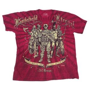 7.62 Design Mens XL Red Battlefield Eternal Warrior Military History Graphic Tee